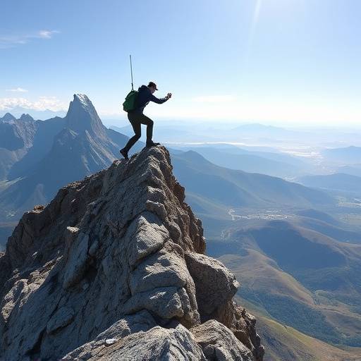 Illustrazione di una persona che scala una montagna, simbolo di sviluppo personale