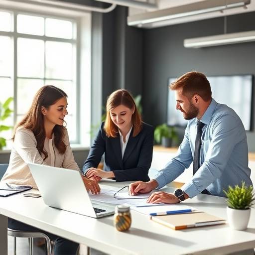 Un team di consulenti aziendali che lavora su una strategia di crescita